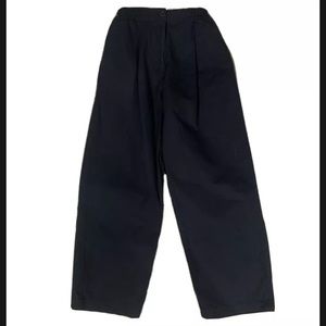Handmade Pleated Navy Blue Straight Leg Ankle Pants/Trousers with hand pockets